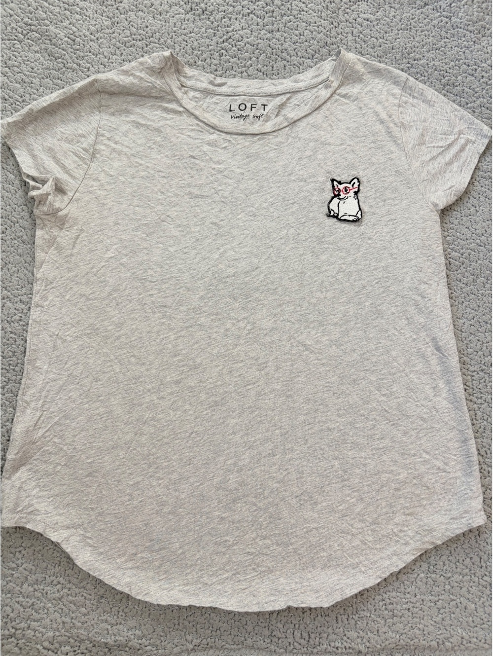 LOFT Vintage Soft heather cream cat T-shirt
